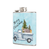 Weihnachtswagen mit Pinienbäumen und Waldtieren Flachmann (Links)