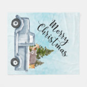 Weihnachtswagen mit Pinienbäumen und Waldtieren Fleecedecke (Vorderseite (Horizontal))