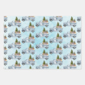 Weihnachtswagen mit Pinienbäumen und Waldtieren Geschenkpapier Set (Vorderseite 2)