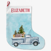 Weihnachtswagen mit Pinienbäumen und Waldtieren Großer Weihnachtsstrumpf (Vorderseite)