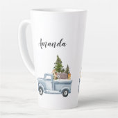 Weihnachtswagen mit Pinienbäumen und Waldtieren Milchtasse (Linke Ecke)