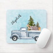Weihnachtswagen mit Pinienbäumen und Waldtieren Mousepad (Mit Mouse)