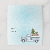 Weihnachtswagen mit Pinienbäumen und Waldtieren Platzkarte (Außenseite Aufgefaltet)