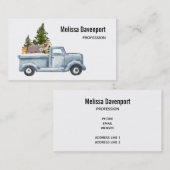 Weihnachtswagen mit Pinienbäumen und Waldtieren Visitenkarte (Vorne/Hinten)