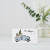 Weihnachtswagen mit Pinienbäumen und Waldtieren Visitenkarte (Stehend Vorderseite)