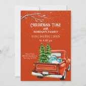 Weihnachtswagen mit Schneebäumen Einladung (Vorderseite)