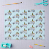 Weihnachtswagen mit Tieren & Pinienbäumen Seidenpapier (Basteln)