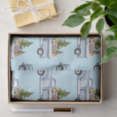 Weihnachtswagen mit Tieren & Pinienbäumen Seidenpapier (Geschenk)