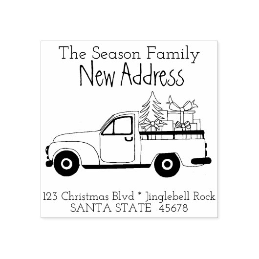 Weihnachtswagen New Addres Rücksendeadresse Briefm Gummistempel (Prägung)