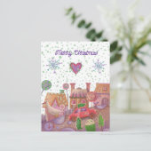 Weihnachtswagen niedlich postkarte (Stehend Vorderseite)