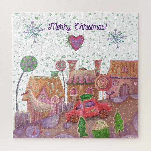 Weihnachtswagen niedlich puzzle (Vertikal)