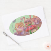 Weihnachtswagen Ovaler Aufkleber (Umschlag)