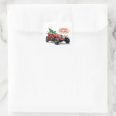 Weihnachtswagen Quadratischer Aufkleber (Tasche)