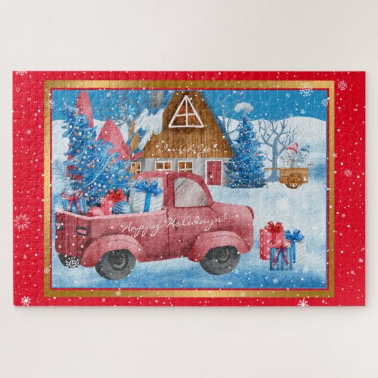Weihnachtswagen Red Holiday kundenspezifisch Puzzle (Horizontal)