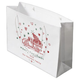 Weihnachtswagen Retro Rot und Grün Große Geschenktüte