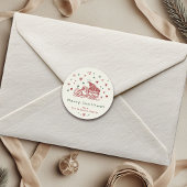 Weihnachtswagen Retro Rot und Grün Runder Aufkleber