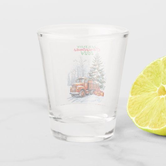 Weihnachtswagen Schnapsglas (Rückseite)