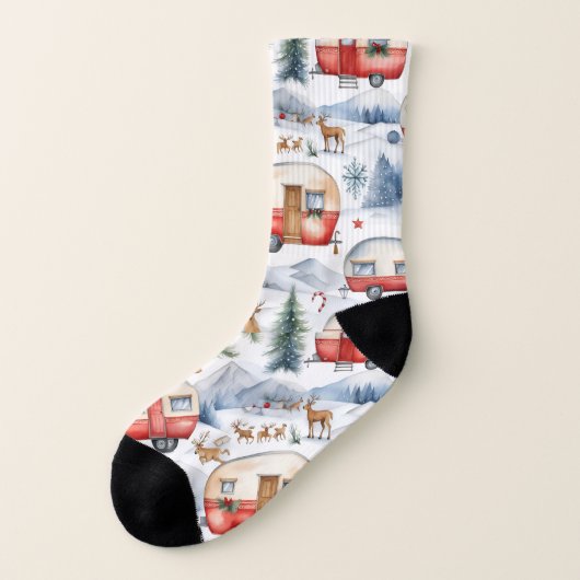 Weihnachtswagen, Schnee, Hirsch Socken (Links - Außen)