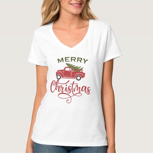 Weihnachtswagen T-Shirt, Weihnachtsbaum T-Shirt (Vorderseite)