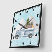 Weihnachtswagen Tragend Bäume & Tiere Quadratische Wanduhr (Winkel)
