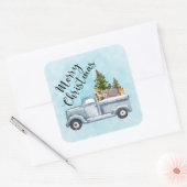 Weihnachtswagen Tragend Bäume & Tiere Quadratischer Aufkleber (Umschlag)
