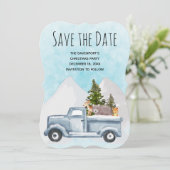 Weihnachtswagen Tragend Bäume & Tiere Save The Date (Stehend Vorderseite)