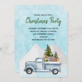 Weihnachtswagen Tragend Treppen & Tiere Party Einladung (Vorne/Hinten)