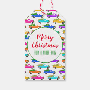 Weihnachtswagen Xmas Bäume Kämpfe farbenfroh Geschenkanhänger
