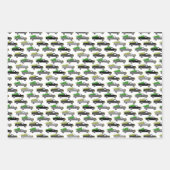 Weihnachtswagen Xmas Trees Wreaths Graustufen Geschenkpapier Set (Vorderseite)