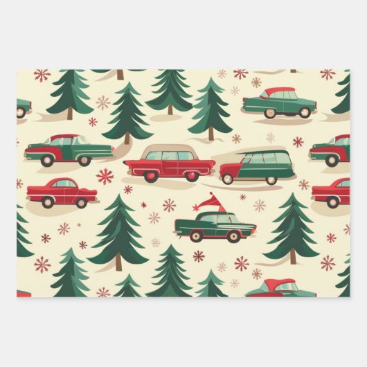 Weihnachtswagenmuster Geschenkpapier Set (Vorderseite 2)