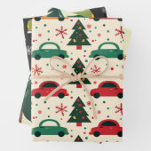 Weihnachtswagenmuster Geschenkpapier Set (Beispiel)