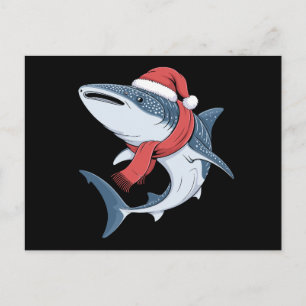 Weihnachtswal Hai Santa Hut Schal Ozean Fisch Feiertagspostkarte
