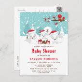Weihnachtswald Arctic Fox Babydusche Postkarte (Vorne/Hinten)