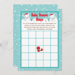 Weihnachtswald Arctic Foxes Babydusche Bingo Einladung