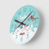 Weihnachtswald-Arktische Füchse Runde Wanduhr (Winkel)