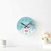 Weihnachtswald-Arktische Füchse Runde Wanduhr (Zuhause)