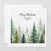 Weihnachtswald-Bäume Wasserfarbe Winter Schnee Einladung (Vorne/Hinten)