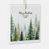 Weihnachtswald-Bäume Wasserfarbe Winter Schnee Keramikornament (Rechts)