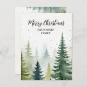 Weihnachtswald-Bäume Wasserfarbe Winter Schnee Postkarte (Vorne/Hinten)