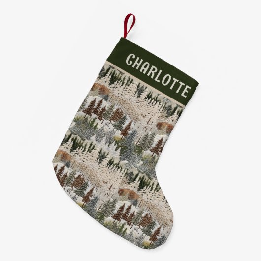 Weihnachtswald bestickt Personalisiert Kleiner Weihnachtsstrumpf (Vorderansicht (hängend))