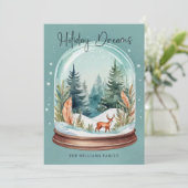 Weihnachtswald Boho Snow Globe Feiertagskarte (Stehend Vorderseite)