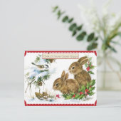 Weihnachtswald Bunnies und Vogelwelt Feiertagspostkarte (Stehend Vorderseite)