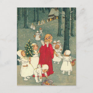 Weihnachtswald-Engel Feiertagspostkarte