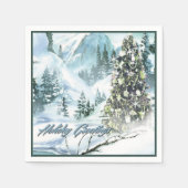 Weihnachtswald Feiertage Grüße Napkins Serviette (Vorderseite)
