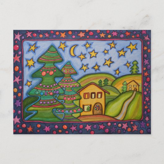 Weihnachtswald Feiertagspostkarte (Vorderseite)
