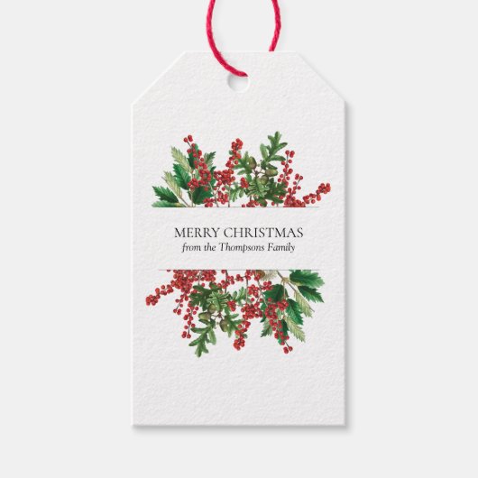 Weihnachtswald Festliche Berries Acorn Evergreen Geschenkanhänger (Vorderseite)