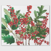 Weihnachtswald Festliche Berries Acorn Evergreen Geschenkpapier (Flach)
