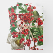Weihnachtswald Festliche Berries Acorn Evergreen Geschenkpapier Set (Beispiel)