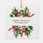 Weihnachtswald Festliche Berries Acorn Evergreen Keramikornament (Rückseite)