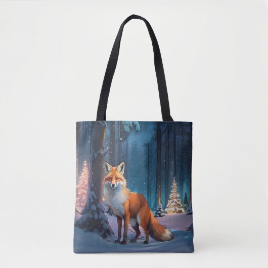 Weihnachtswald Fox Tasche (Vorderseite)
